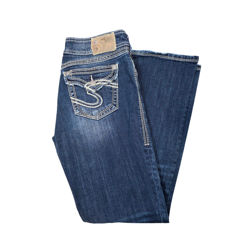 Silver Jeans Co Suki Surplus Bootcut Dark Wash Contrast Stitch Denim W29 L30
